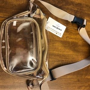 NWT Clear Fanny Pack, gold trim